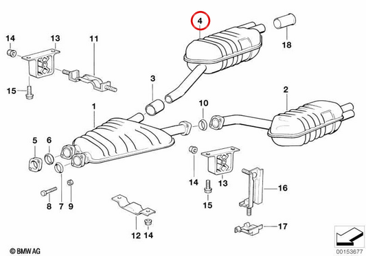 OEM arrière droit silencieux 18101702504 pour BMW E31. BMW d'origine.