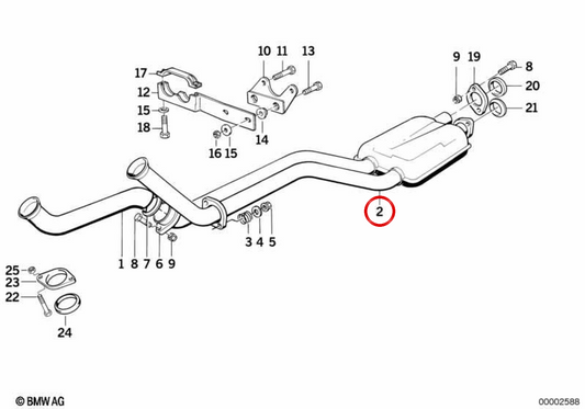 INTERMEDIATE EXHAUST TUBE 18101709465 FOR BMW E32. Original BMW.
