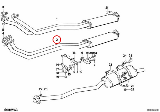 Sistema de escape OEM 18101719073 para BMW E30. Original BMW.
