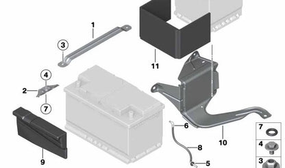 Soporte batería OEM 61217601939 para BMW F30, F31, F34, F80, F32, F33, F36, F82, F83. Original BMW.