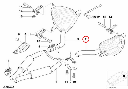Silent left rear OEM 18107830520 for BMW E52. Original BMW.