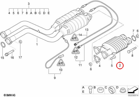 Silent intermediate OEM 18107831421 for BMW E36 and Z3. Original BMW.