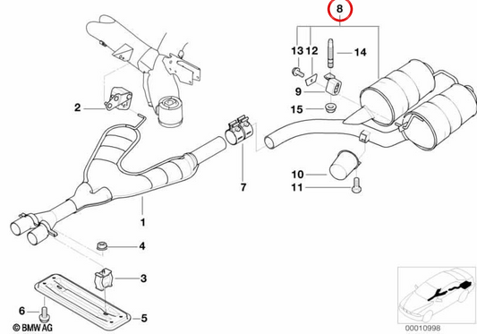 Silence arrière OEM 18107831970 pour BMW E39. BMW d'origine.
