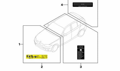 Warnplatte für BMW Serie 1 E81, E82, E87, E88, Serie 3 E36, E46, E90, E91, E92, E93, Serie 5 E39, E60N, E61N, Serie 7 E38, E65, E66, x1 E84, X3 E83, X5 E53, Z8 E52 (OEM 71246798132). Original BMW