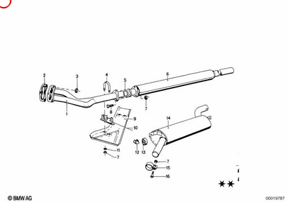 Front exhaust pipe 18111104684 for BMW E12, E24, E28, E32, E34. Original BMW.