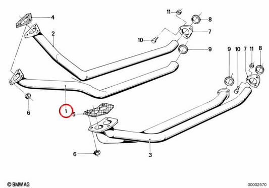 OEM exhaust pipe 18111175377 For BMW E12, E24. Original BMW.