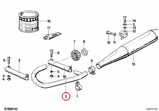 OEM Right Auspuffrohr 18111238273 für BMW E23 und E24. Original BMW.