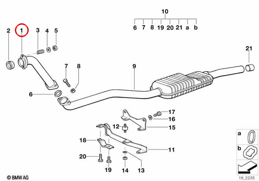 OEM -Auspuffrohr 1811244288 für BMW E36. Original BMW.