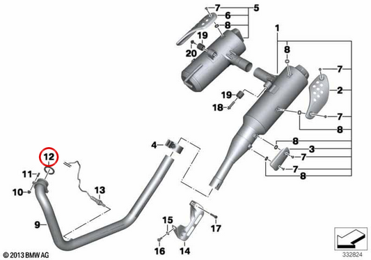 Junta de gases de escape OEM 18112343587 para motos BMW F650GS, F650CS, G650GS... y más. Original BMW Motorrad.