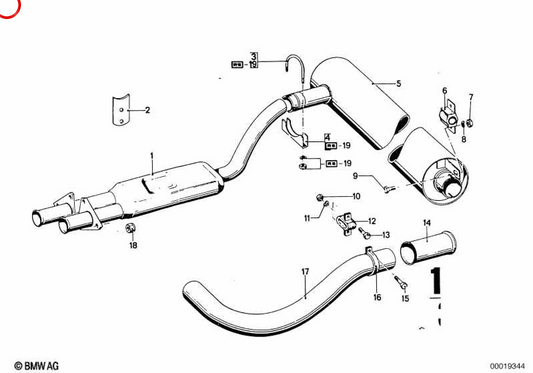 L'attaquant silencieux OEM 18121102836 pour BMW E30, E34. BMW d'origine.