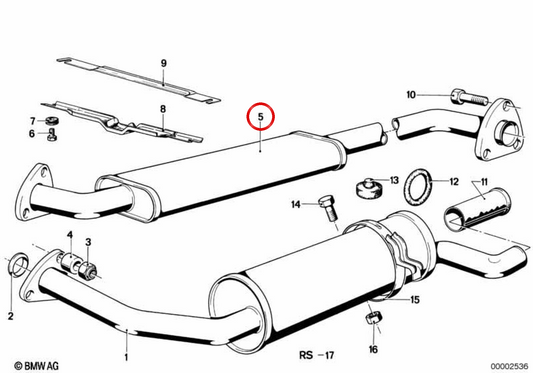 Silenciador dianteiro (Vorschalldämpfer) OEM 18121175024 para BMW E21 316, 318, 320, 320i. BMW genuíno.