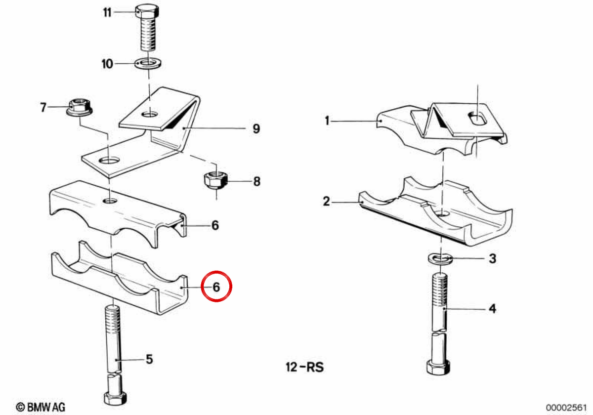 OEM ESCAPLA CLAMP 18121175739 per BMW E12, E28, E24. BMW originale.