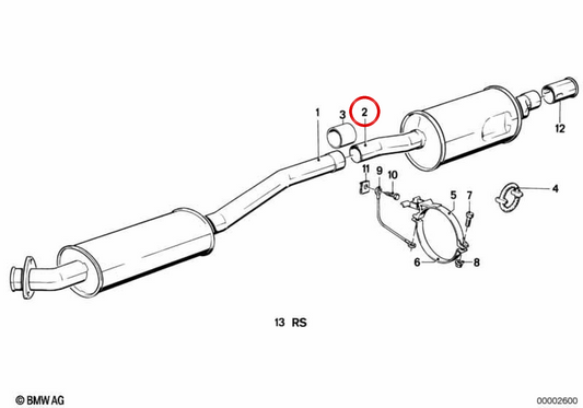Silencioso trasero OEM 18121175839 para BMW E28. Original BMW.