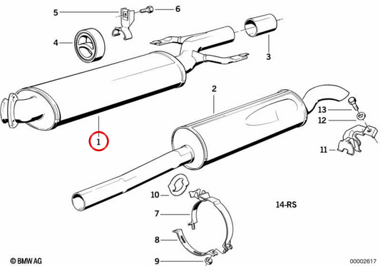 Attaquant silencieux (Vorschalldämpfer) OEM 18121177112 pour BMW E28. BMW d'origine.