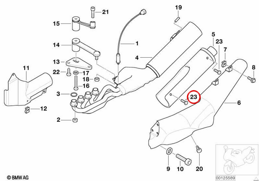 Tornillo M5X8 OEM 18121465297 para motos BMW K 1200 LT, K 1200 RS. Original BMW Motorrad.