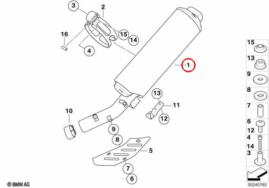 Silenciador adicional cromado OEM 18127712865 para motas BMW R 1200 GS e R 1200 GS Adventure. Original BMW Motorrad