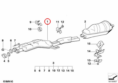 Intermediate Silent OEM 18129068600 for BMW E32. Original BMW.