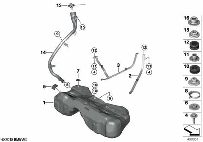 Tubo de llenado de materia sintética OEM 16117404086 para BMW X3 G01, X3 M F97, X4 G02... y más. Original BMW.