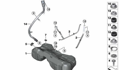 Tubo de llenado de materia sintética OEM 16117404086 para BMW X3 G01, X3 M F97, X4 G02... y más. Original BMW.