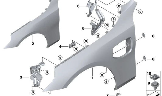 Front Right Side Support for BMW 5 Series G60, G61, G68, G90 (OEM 41359633636). Original BMW
