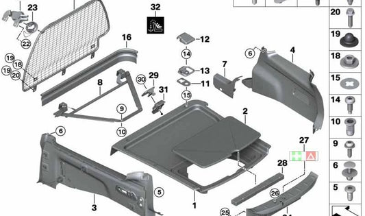 Etiqueta adhesiva botiquín/triángulo advertencia OEM 51432757869 para MINI Clubman R55, R55 LCI, Countryman R60, Paceman R61. Original MINI.