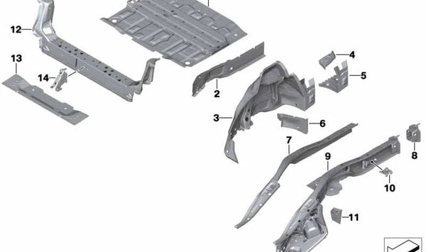 Suelo maletero derecho OEM 41007439038 para MINI F54 {Cooper JZ31, JZ32, LN31, LN32, LN41, LN42, LN61, LV31, LV32, XJ31}. Pieza original MINI.
