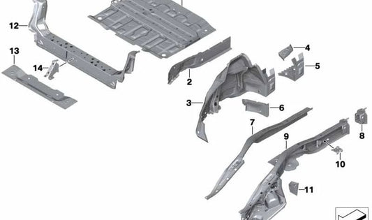 Chapa de cierre larguero izquierdo OEM 41117449321 para MINI Countryman F60, F60 LCI y BMW X2 F39. Original BMW y MINI.