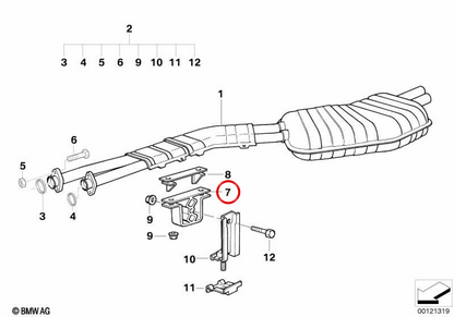 Soporte de goma para escape OEM 18201401797 para BMW E36, E46, E90, E92, E93, E39, E85, E86. Original BMW.
