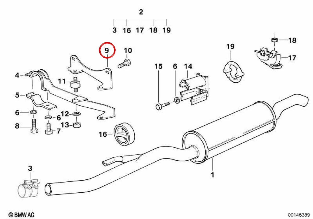 OEM Escape Support 18201728458 für BMW E36, E34, E39, E38, Z3. Original BMW.