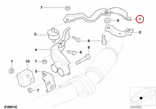 OEM Catalyst Support 18202248940 for BMW E38. Original BMW.