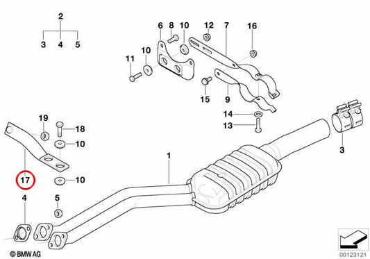Unterstützung von OEM Escape System 18207501047 für BMW E39. Original BMW.