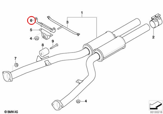 Support d'échappement OEM 18207523966 pour BMW E60, E61, E63, E64. BMW d'origine.