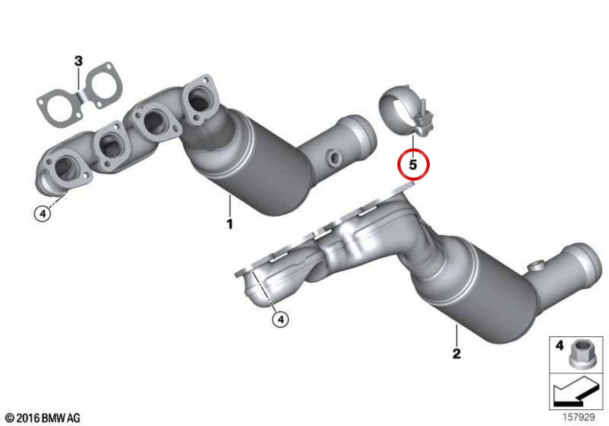 Abrazadera de escape OEM 18207548740 para BMW E70, E71, E72. Original BMW.