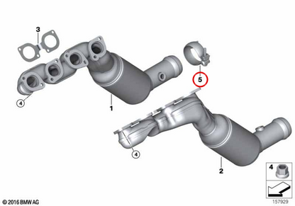 Abrazadera de escape OEM 18207548740 para BMW E70, E71, E72. Original BMW.