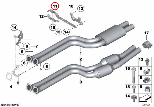 Prise en charge du tube avant OEM 18207586702 pour BMW E89 Z4. BMW d'origine.