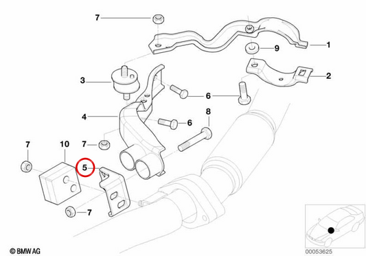 Support OEM Catalyst 18207785091 pour BMW E38. BMW d'origine.