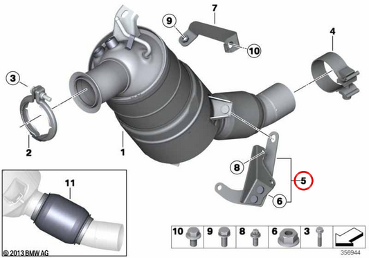 OM Motor Catalyst Support 1820851544 für BMW E84. Original BMW.