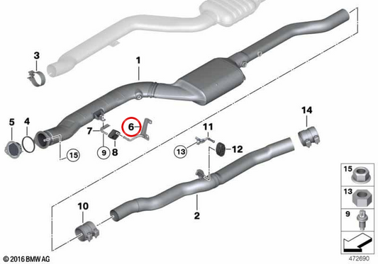 Soporte de caja de cambios OEM 18208576348 para BMW F07, F10, F11, F06, F12, F13, F01, F02. Original BMW.