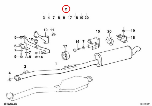 OEM 182101664 Heckes stiles Montage -Kit für BMW E34. Original BMW.