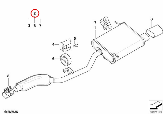 OEM 18210151437 Heckes stiller Montage -Kit für BMW E36, Z3. Original BMW.