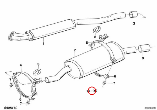 Kit de montage du système d'échappement OEM 18211177786 pour BMW E30. BMW d'origine.