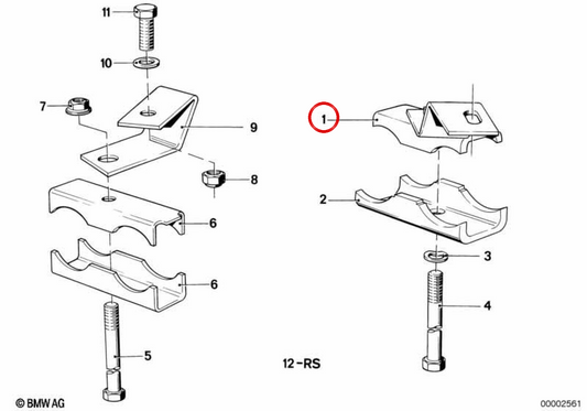 Silence arrière OEM 18211245369 pour BMW E12, E24. BMW d'origine.
