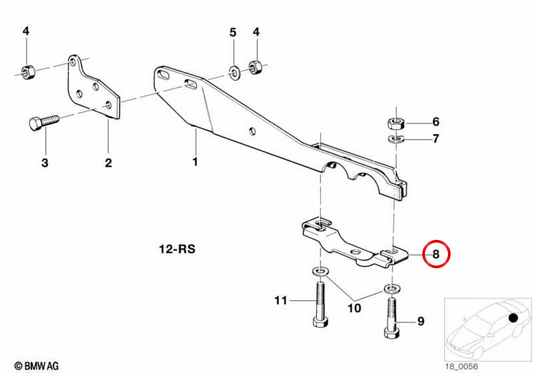 Pince de tuyaux d'échappement OEM 18211245954 pour BMW E23. BMW d'origine.