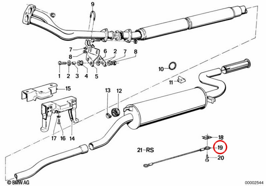 OEM escape cable 18211246074 for BMW E12, E28. Original BMW.