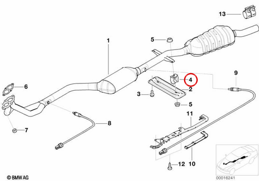 Escape Gummiunterstützung OEM 18211437236 für BMW E46, E39, E60, E61, E38, E85. Original BMW.