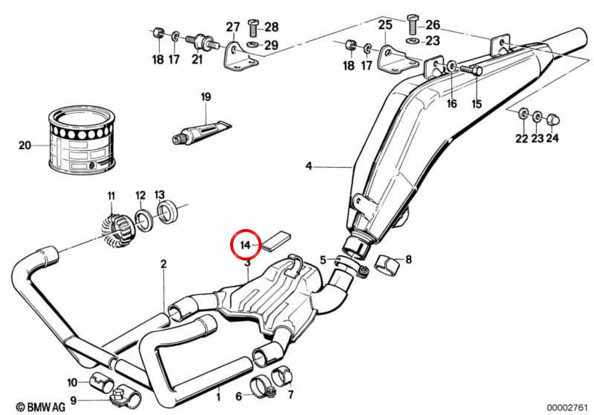 Junta de escape OEM 18211457940 para BMW E30, E36, E28, E34, E24 e Z3. BMW genuíno.