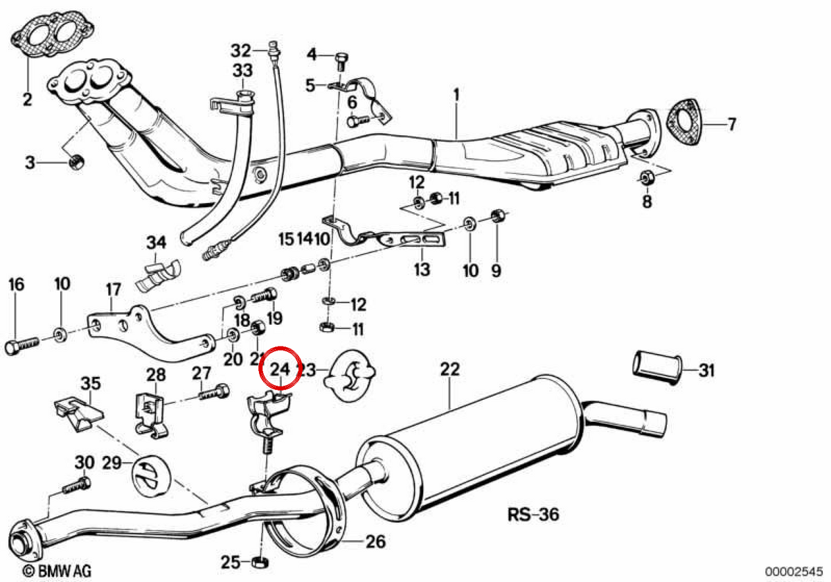 OEM Escape Support 18211707807 per BMW E30. BMW originale.