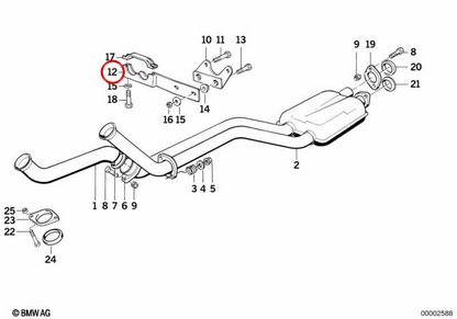 OEM escape system support 18211709243 for BMW E34, E32. Original BMW.