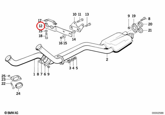 OEM escape system support 18211709243 for BMW E34, E32. Original BMW.