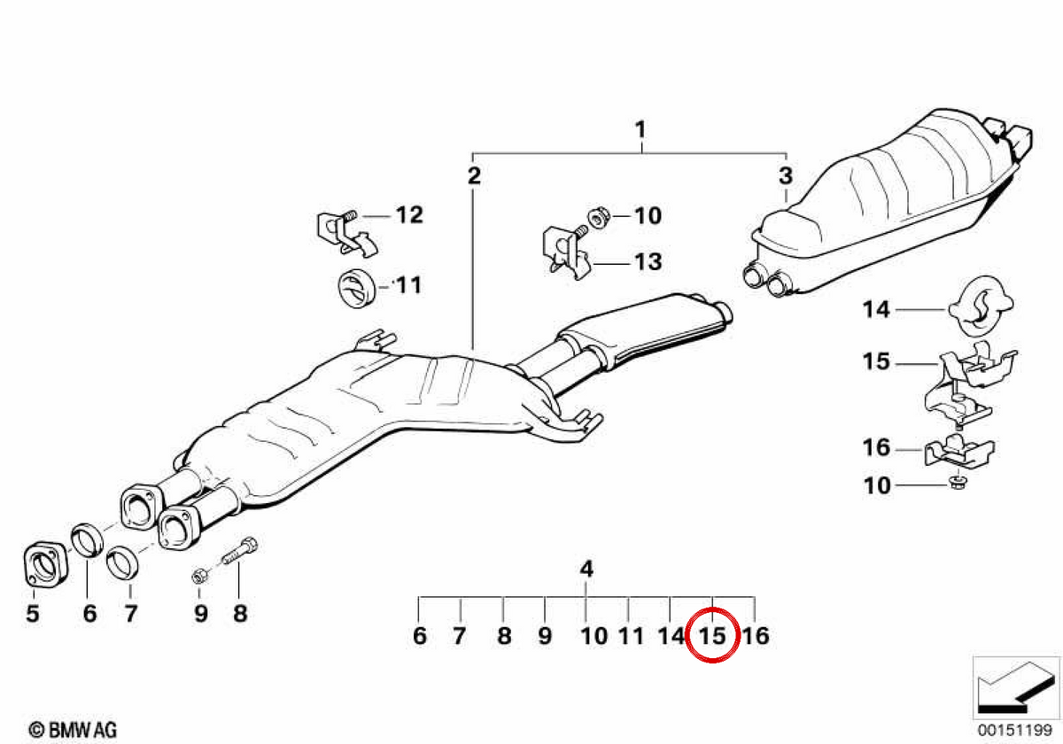 OEM Escape Support 18211719415 per BMW E32. BMW originale.
